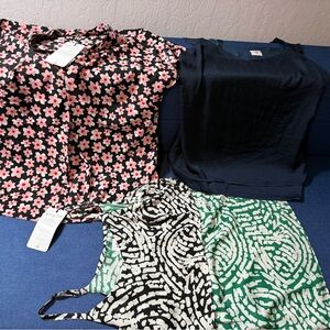 New bundle of CAbi Floral and Abstract Blouses - Pink, Black, Green, White